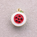 16K Gold Plated Red Enamel Watermelon Fruit Pendant - Sold Each