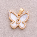 18K Gold Plated Mini Micro Paved CZ Mother of Pearl Butterfly Mariposa Animal Pendant - Sold Each