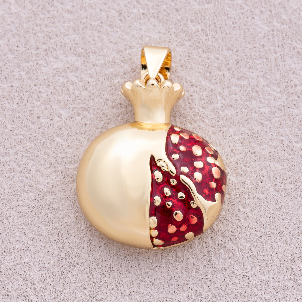 16K Gold Plated Multidimensional Sweet Pomegranate Fruit Pendant - Sold Each