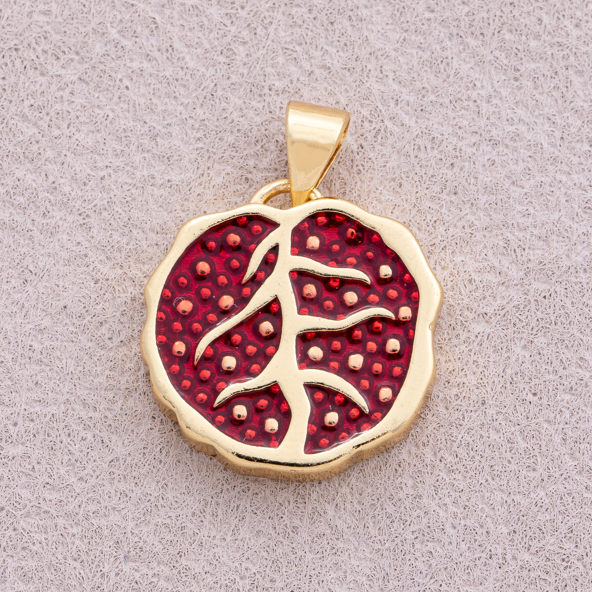 16K Gold Plated Half Pomegranate Fruit Pendant - Sold Each