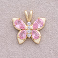 18K Gold Plated Pink Teardrop CZ Butterfly Mariposa Animal Pendant - Sold Each