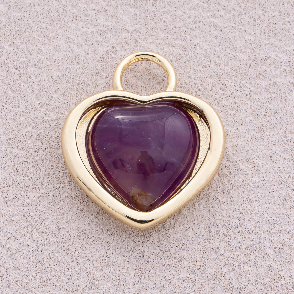 16K Gold Plated Violet Heart Padlock Pendant - Sold Each