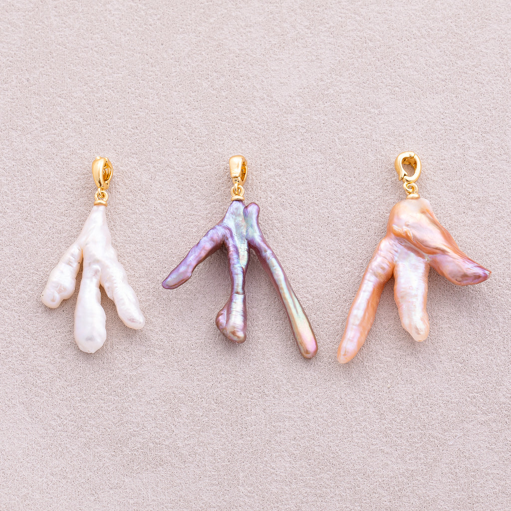 18K Gold Plated Purple, Pink, White Baroque Freshwater Pearl Pendant - Sold Each