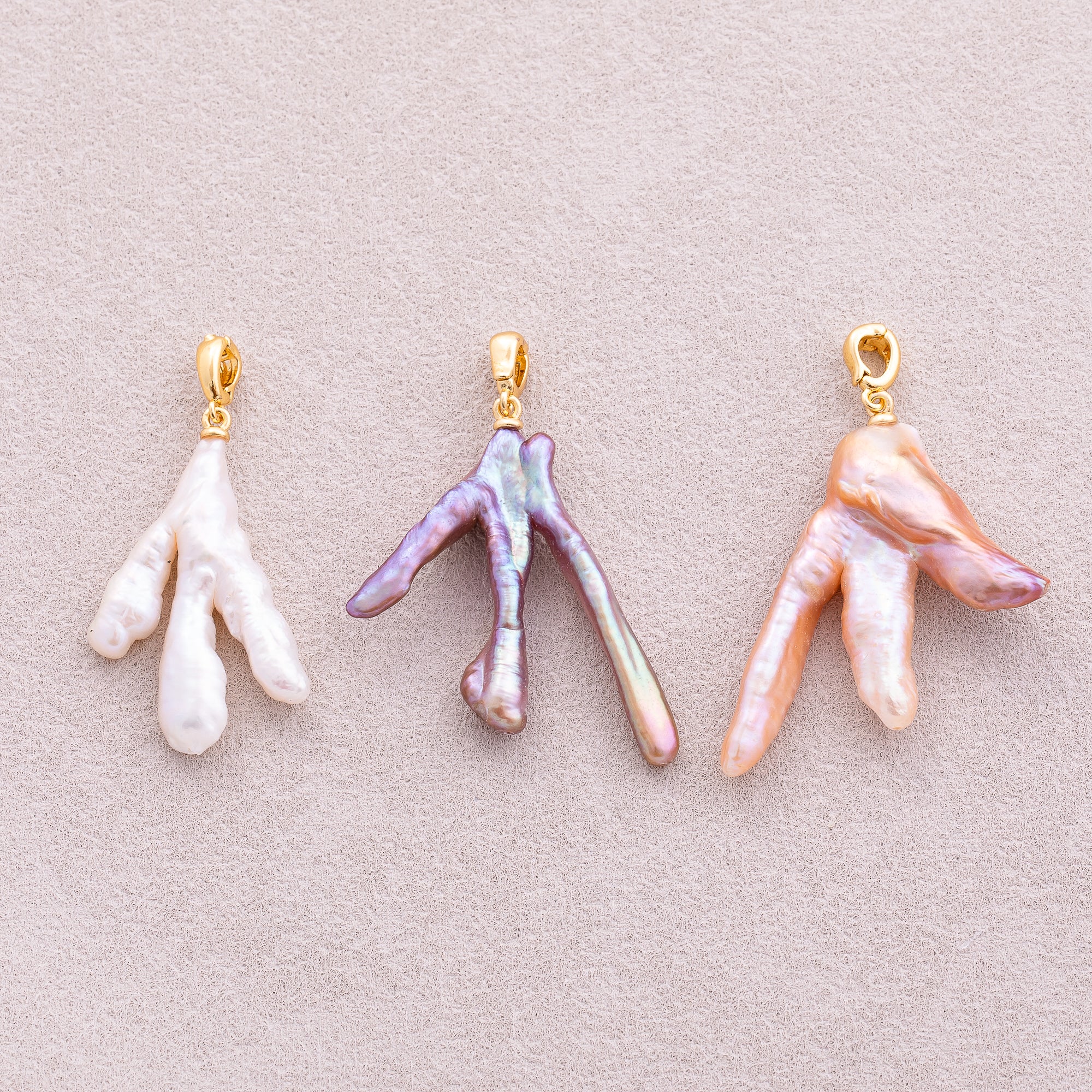 18K Gold Plated Purple, Pink, White Baroque Freshwater Pearl Pendant - Sold Each