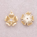 16K Gold Plated Solitaire CZ Filigree Blooming Flower Charm - Sold Each