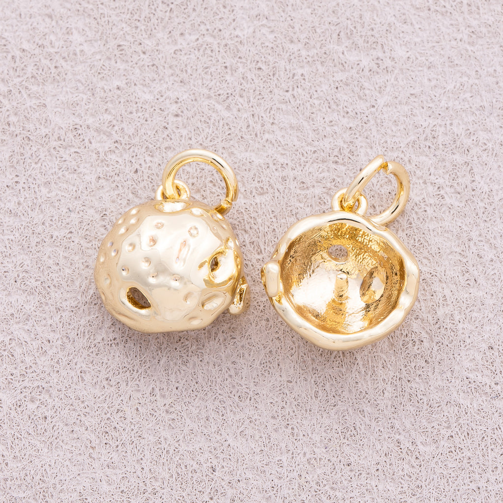 16K Gold Plated Hammered Dome Helmet Charm - Sold Each