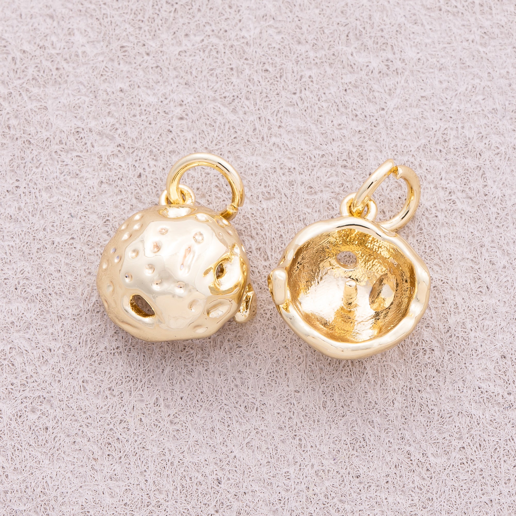 16K Gold Plated Hammered Dome Helmet Charm - Sold Each