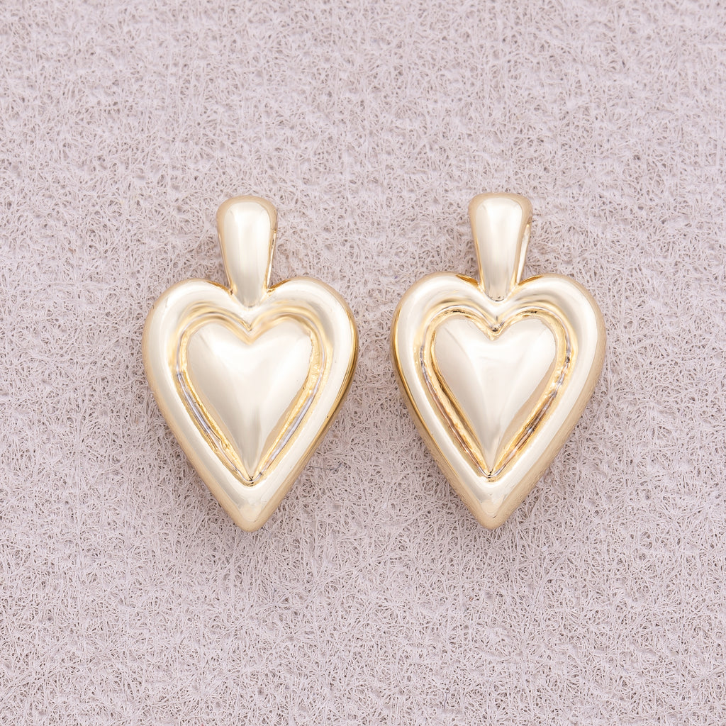 16K Gold Plated Plain Love Heart Bezel Pendant - Sold Each