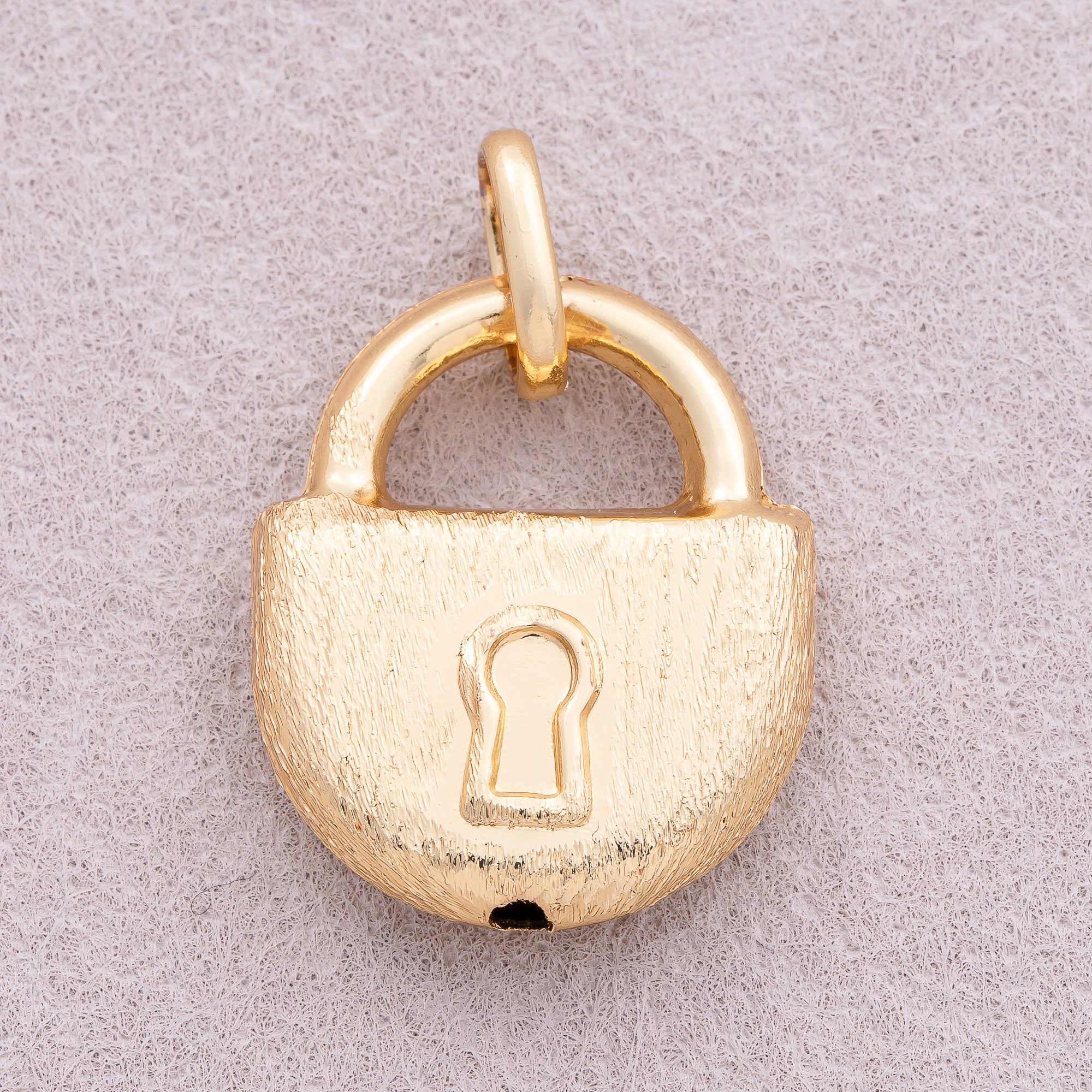 16K Gold Plated Minimalist Textured Padlock Charm - Sold Each