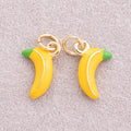 16K Gold Plated Yellow Banana Fruit Enamel Charm - Sold Each