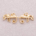 16K Gold Plated Clear CZ Textured Kitty Pet Charm - Sold Each