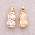 16K Gold Plated Clear CZ Peanut Textured Pendant - Sold Each