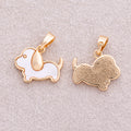 16K Gold Plated Mother Of Pearl Cute Puppy Animal Pendant - Sold Each