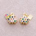 16K Gold Plated Colorful CZ Enamel House Enamel Charm - Sold Each