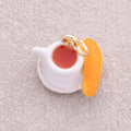 16K Gold Plated Breakfast Bread and Coffee Enamel Pendant - Sold Each