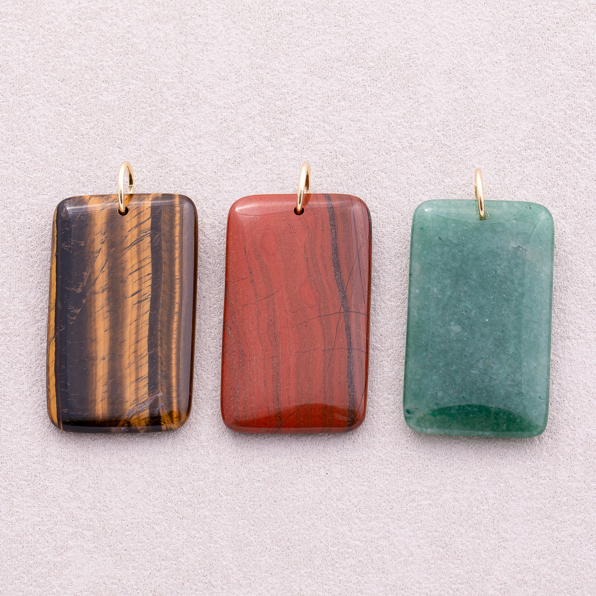 18K Gold Plated Multicolor Natural Gemstone Rectangular Pendant - Sold Each