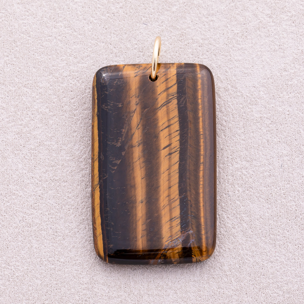 18K Gold Plated Multicolor Natural Gemstone Rectangular Pendant - Sold Each
