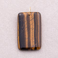 18K Gold Plated Multicolor Natural Gemstone Rectangular Pendant - Sold Each
