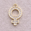 16K Gold Plated Micro Paved CZ Venus Symbol Pendant - Sold Each