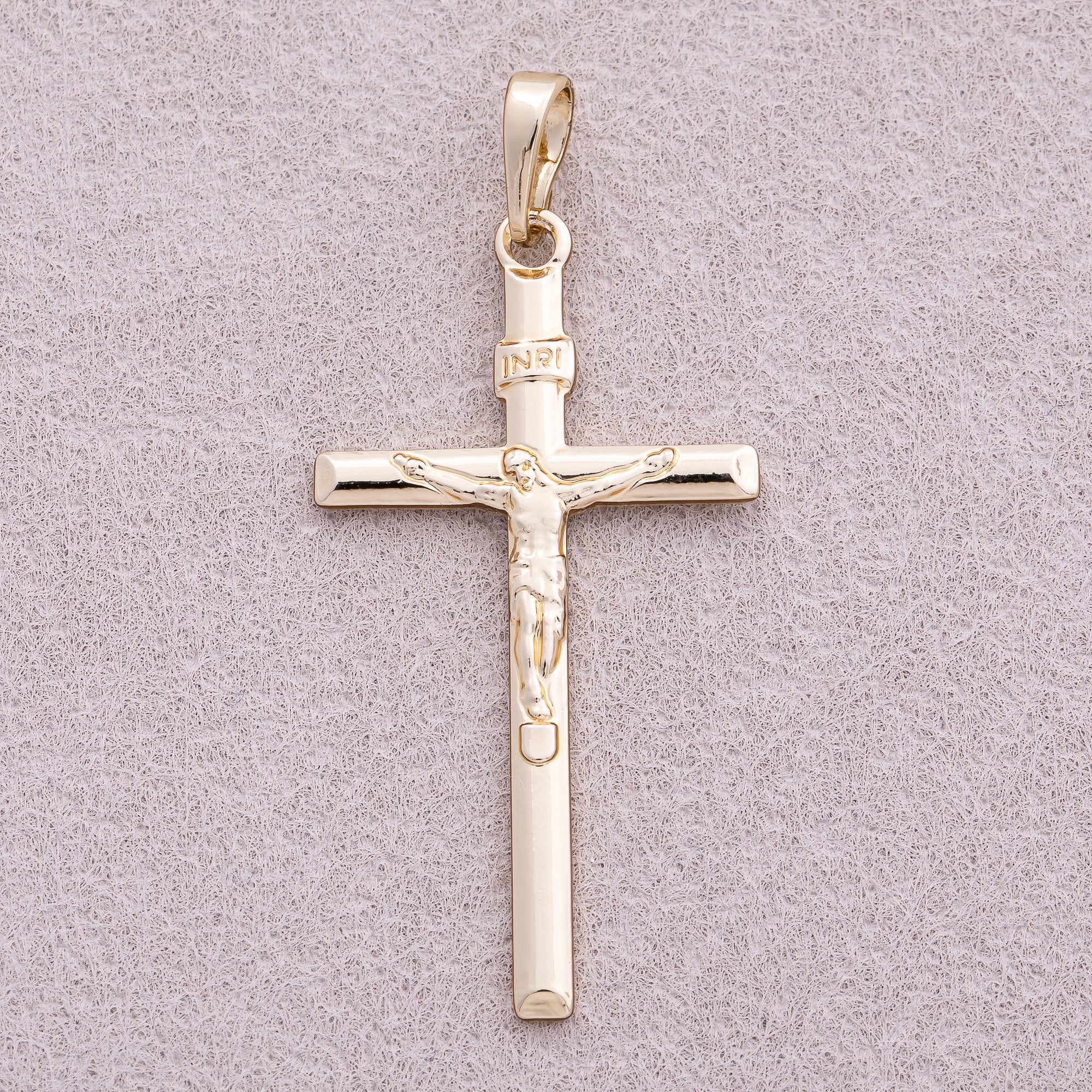 14K Gold Plated Flat Religious Cross Pendant - Sold Each