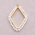 16K Gold Plated Shell Pearl Open Rhombus Geometric Charm - Sold Each