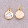 16K Gold Plated Mother Of Pearl Spades Medallion Charm - Sold Each