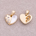 16K Gold Plated Mother Of Pearl CZ Half Love Heart Charm - Sold Each