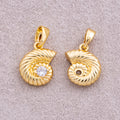 16K Gold Plated Solitaire CZ Ocean Seashell Charm - Sold Each