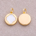 16K Gold Plated Mother Of Pearl Lucky Clover Medallion Charm - Sold Each