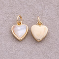 16K Gold Plated Mother Of Pearl Love Heart Bezel Charm - Sold Each