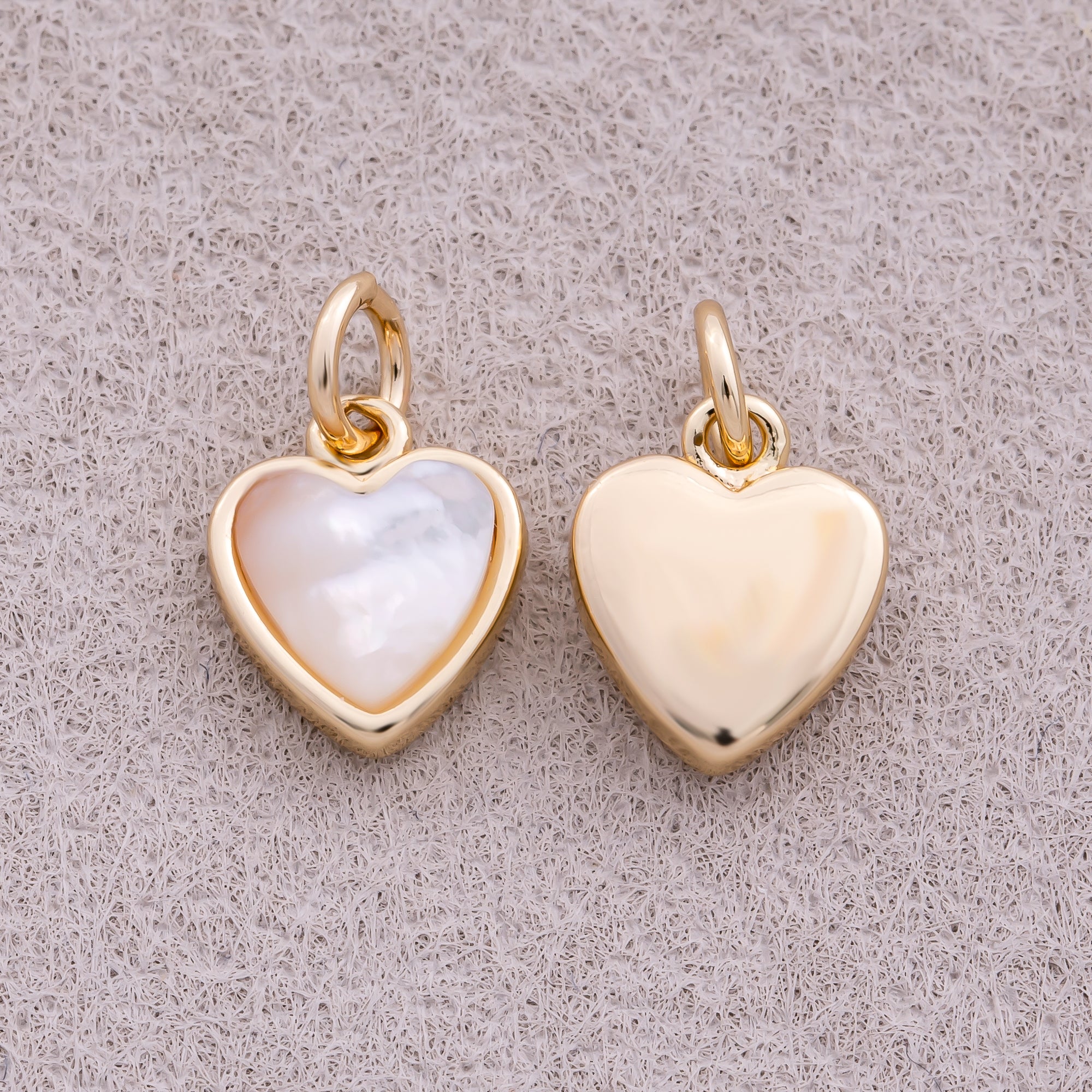 16K Gold Plated Mother Of Pearl Love Heart Bezel Charm - Sold Each