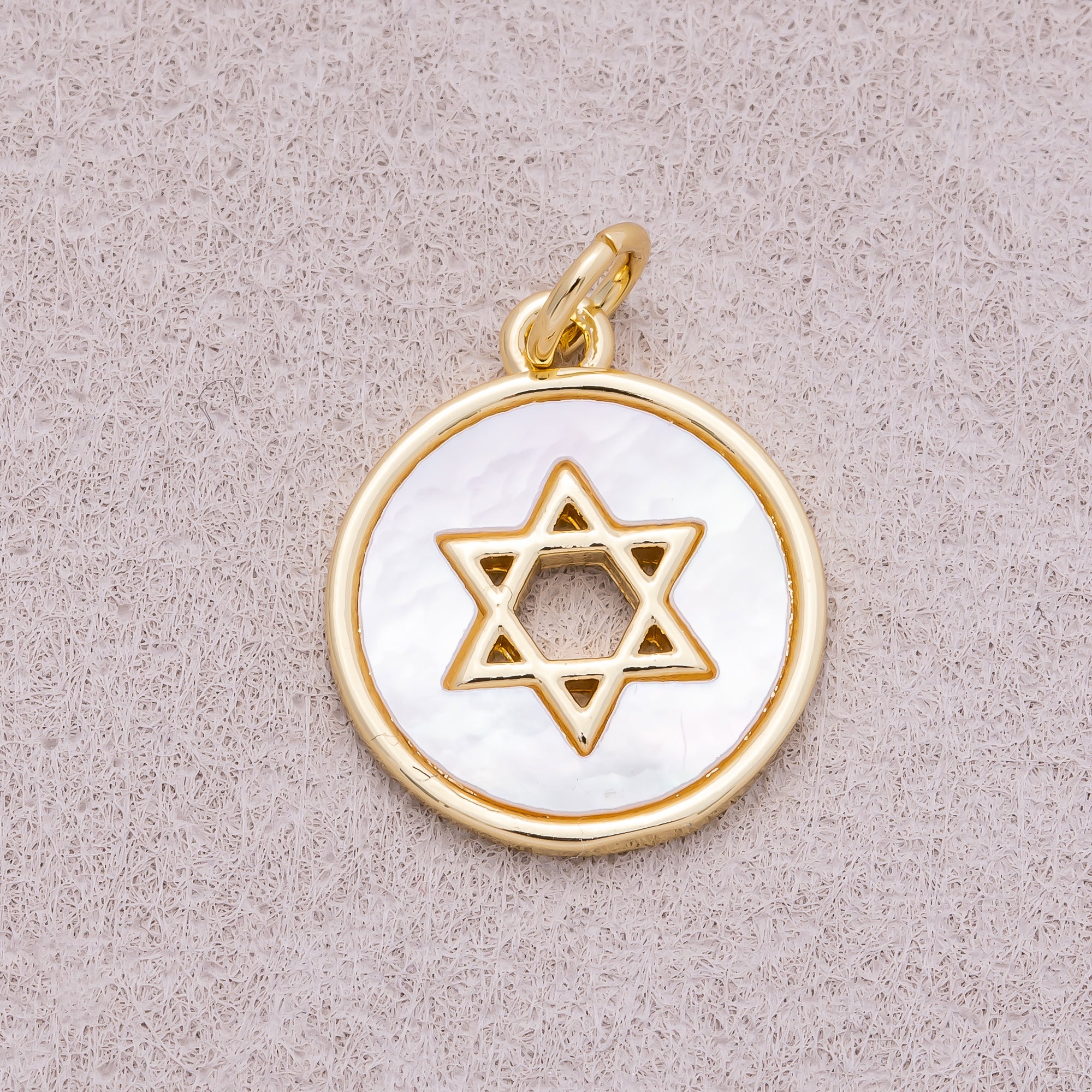 16K Gold Plated Mother Of Pearl David Medallion Pendant - Sold Each