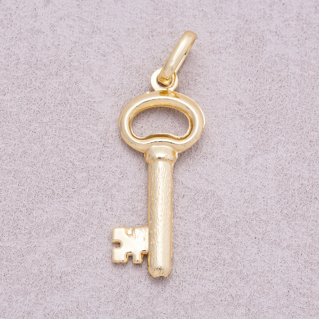 16K Gold Plated Plain Lucky Key Pendant - Sold Each