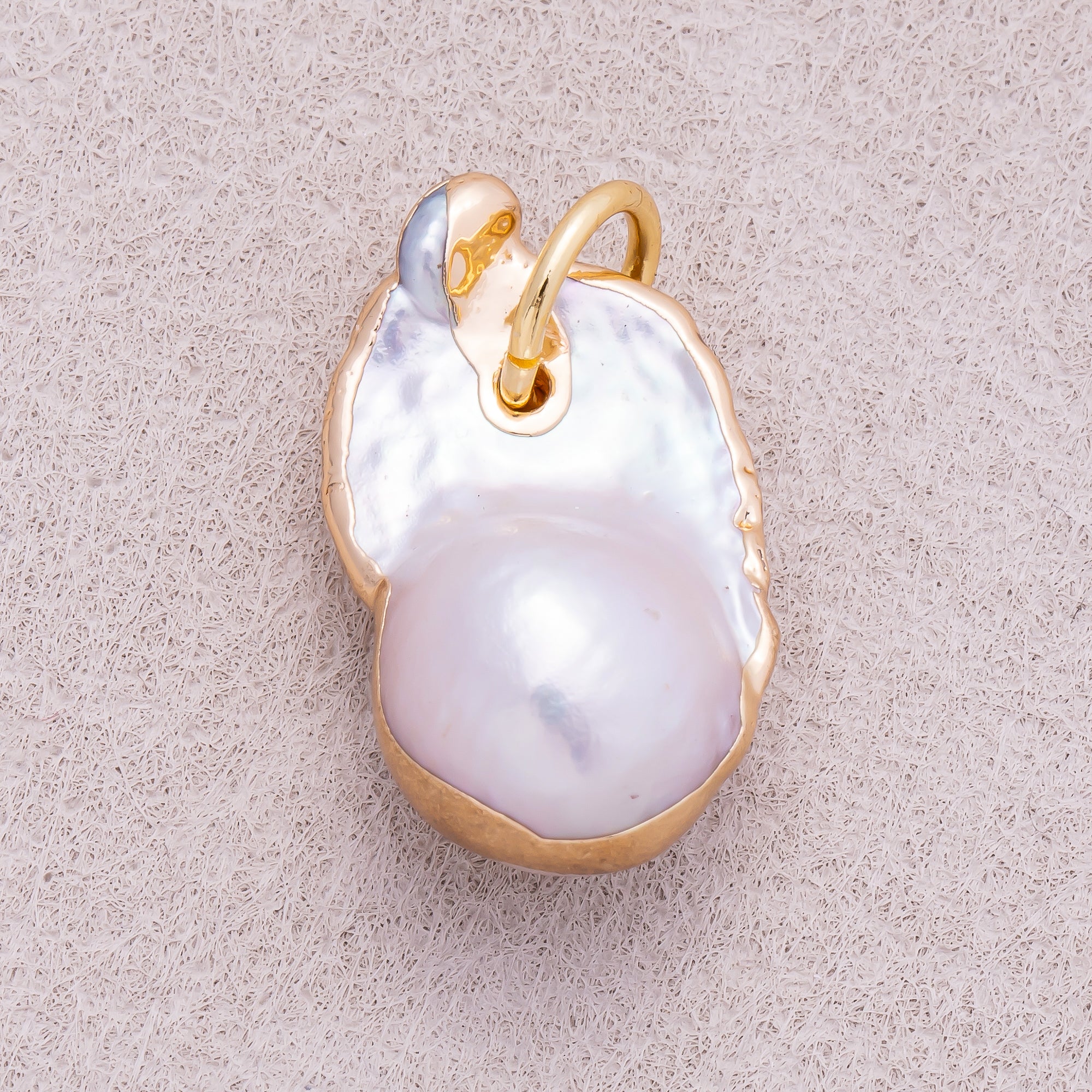 18K Gold Plated Baroque Freshwater Pearl Asymmetric Round Pendant - Sold Each