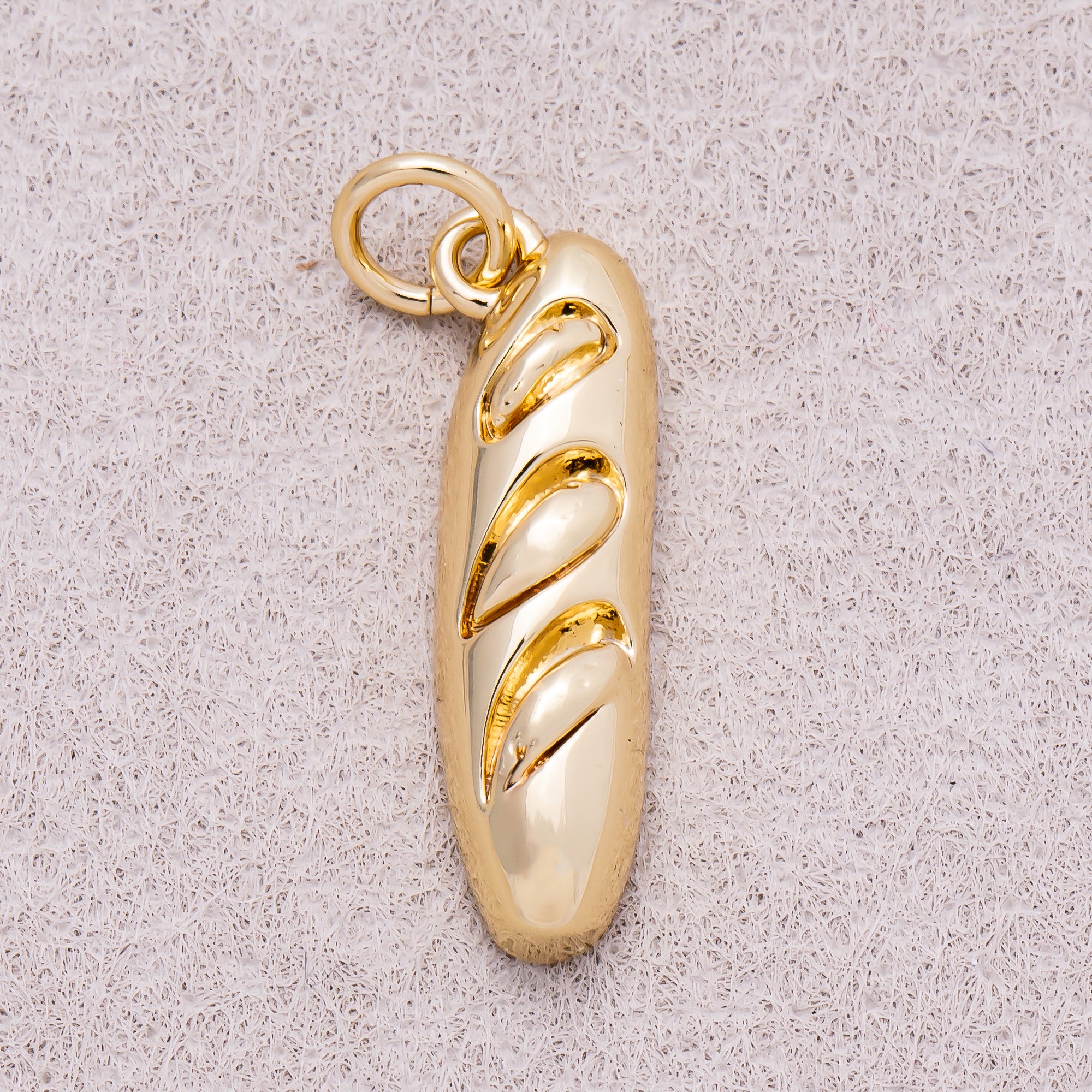 16K Gold Plated Bread Baguette Breakfast Charm - Sold Each
