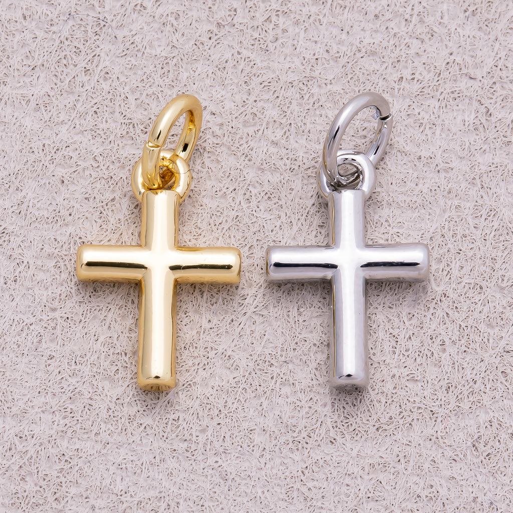 16K Gold Plated Plain Cross religious Charm - Sold Each