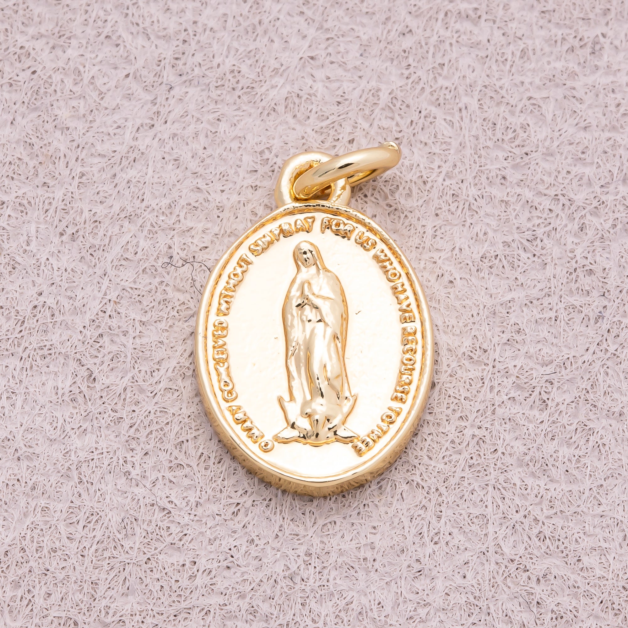 16K Gold Plated Oval Virgin Mary Religious Medallion Pendant - Sold Each