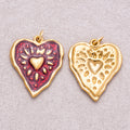 Gold PVD Stainless Steel Red Enamel Shining Heart Charm