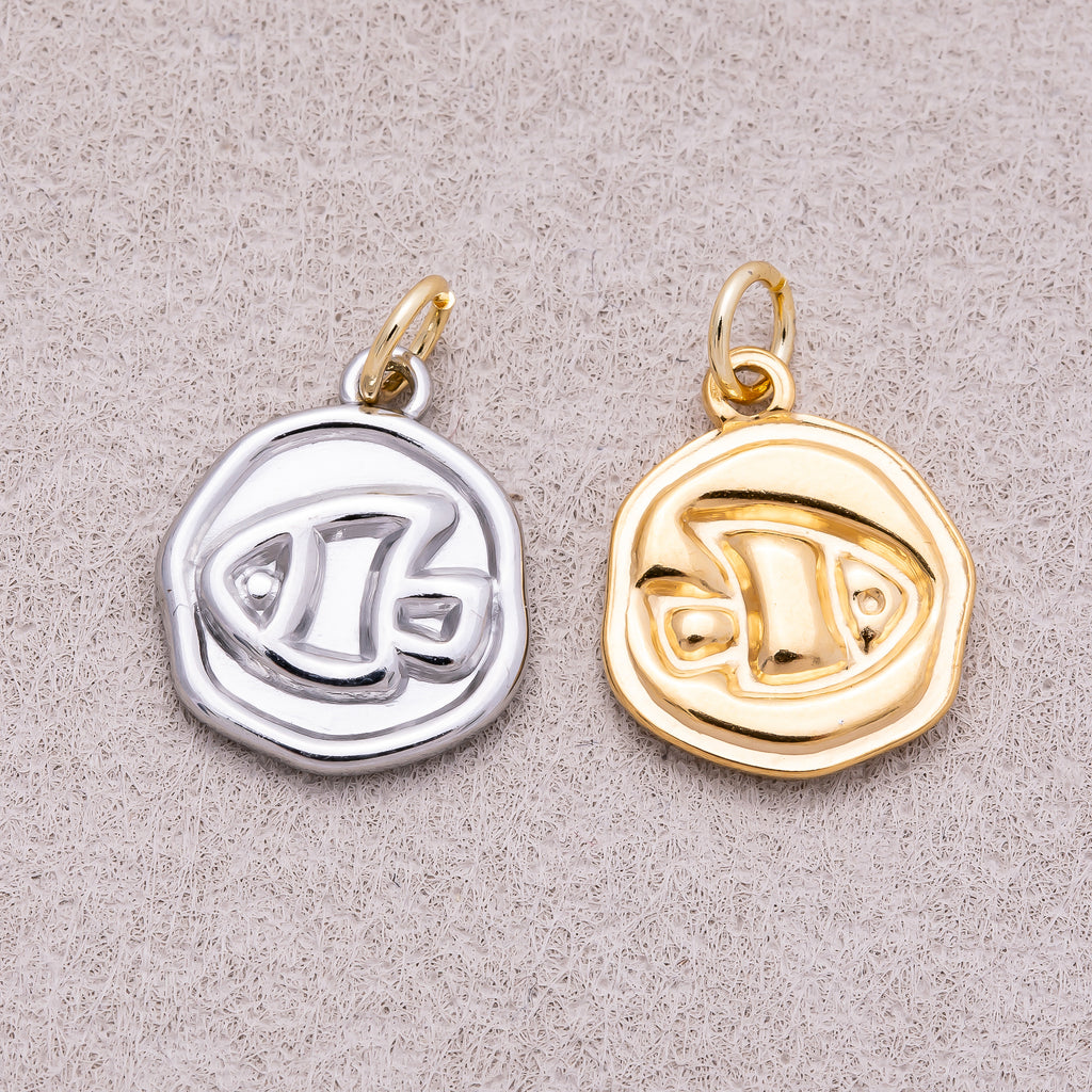 Gold PVD Stainless Steel Artisan Fish Animal Medallion Charm