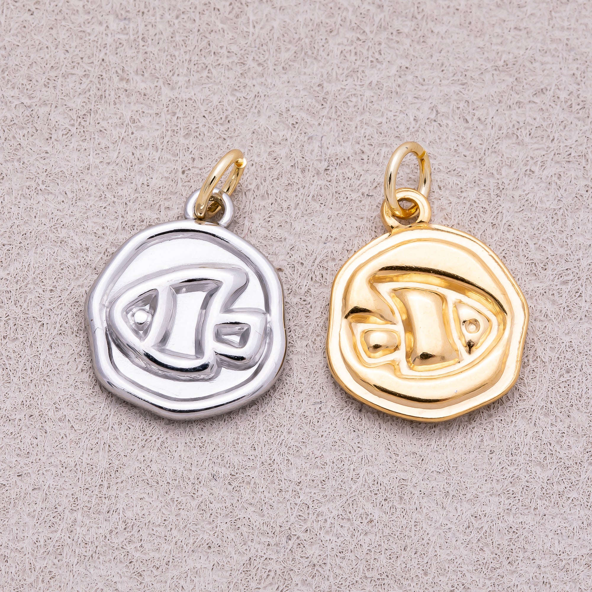 Gold PVD Stainless Steel Artisan Fish Animal Medallion Charm