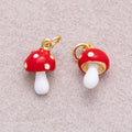 Gold PVD Stainless Steel Red & White Mushroom Vegetable Charm