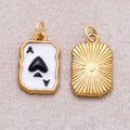 Gold PVD Stainless Steel Black & White Ace of Spades Charm