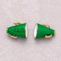 Gold PVD Stainless Steel Green Megaphone Speaker Cheer Charm