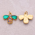 Gold PVD Stainless Steel Emerald CZ Bumble Bee Insect Charm