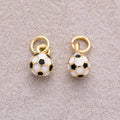 16K Gold Plated Soccer Ball Enamel Charm - Sold Each