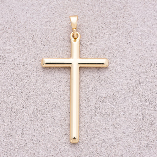 14K Gold Plated Plain Religious Cross Charm - Sold Each