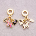 16K Gold Plated Multi-Dangle Dog, Handbag, and Lucky Tag Pendant - Sold Each