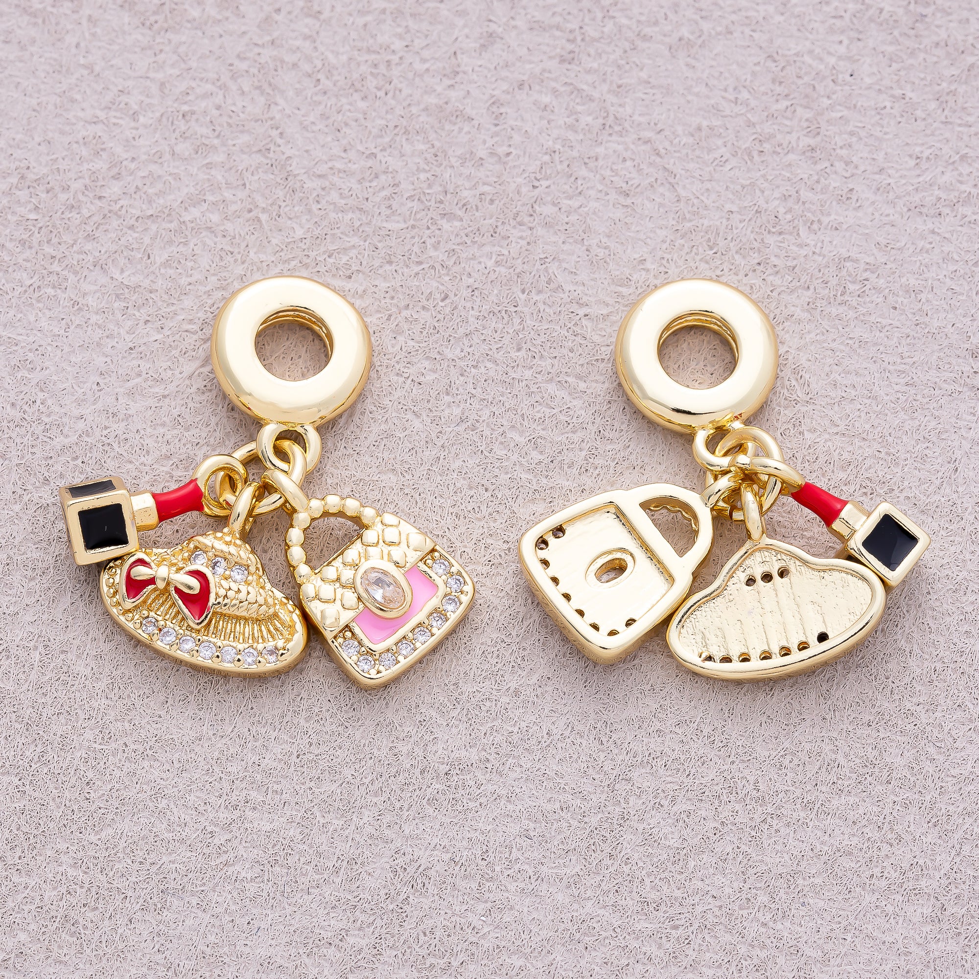 16K Gold Plated Multi-Dangle Fashion & Makeup Theme Pendant - Sold Each
