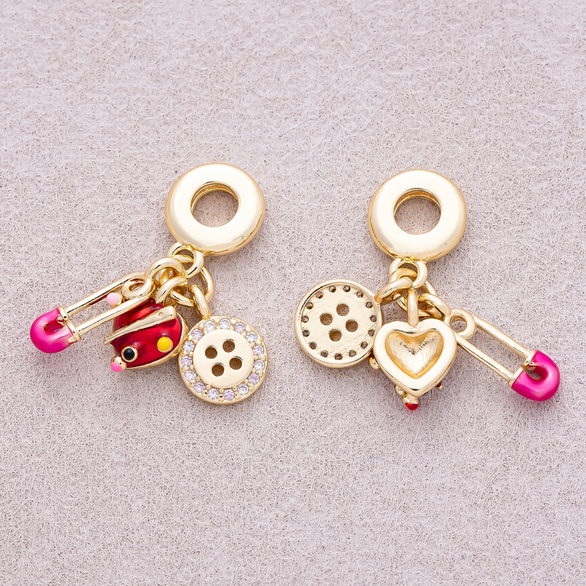 16K Gold Plated Multi-Dangle Sewing Kit Theme Pendant - Sold Each