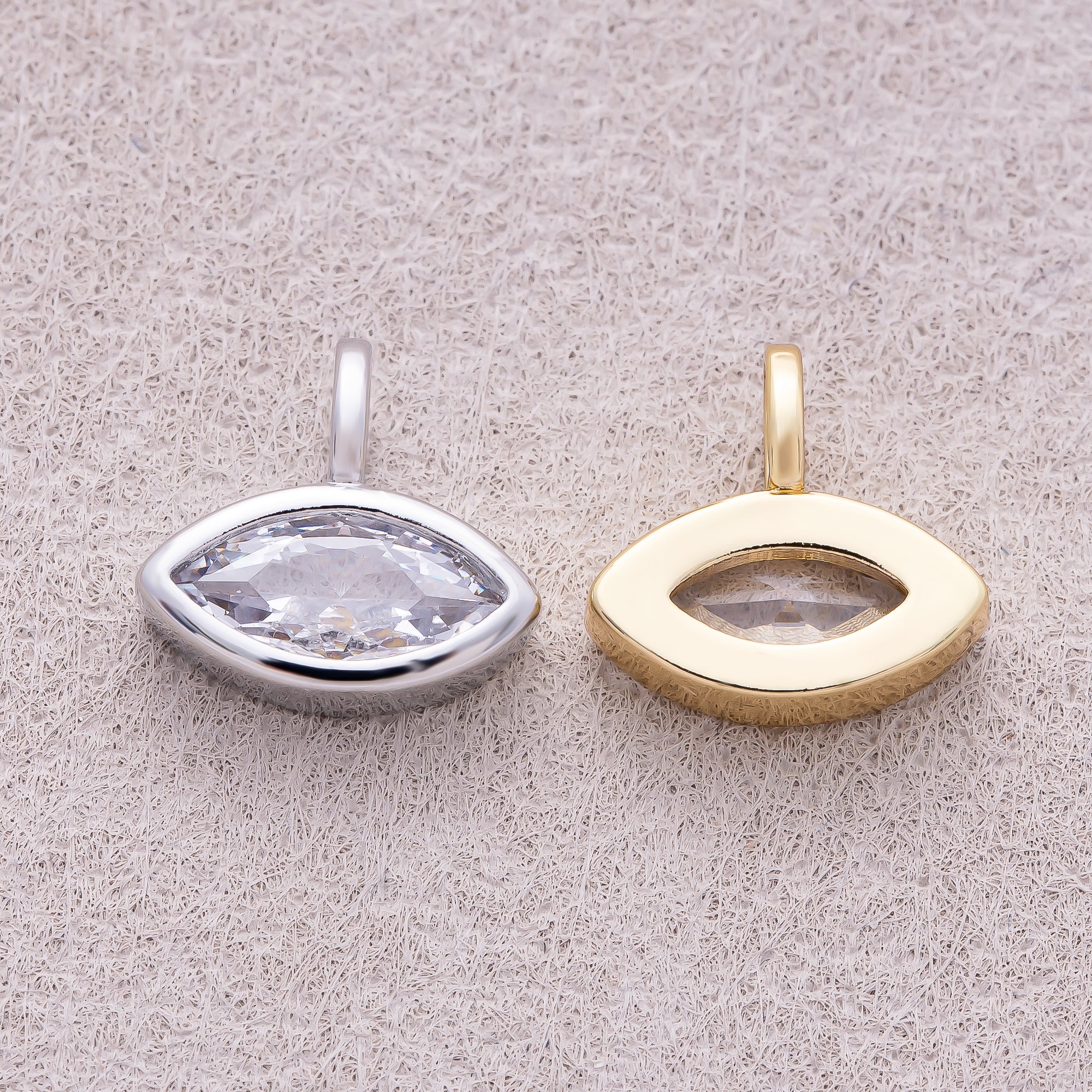 16K Gold Plated Bezel Set CZ Marquise Pendant - Sold Each